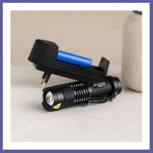 Nida Zoomlu Cob LED Metal El Feneri 9 cm (2in1) Nıda