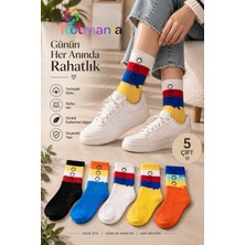 Footmania Unisex Çok Renkli Eğlenceli Kolej Çorap Seti 5 Çift