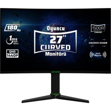 Tr Aryond A27 V2 27 180Hz Qhd 1 Ms HDR10 300 Nit G-Sync Freesync Curved Pivot Va Oyuncu Monitörü