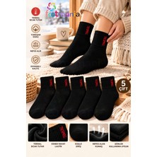 Footmania Kadın Havlu Kışlık Siyah 5 Çift Çorap