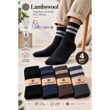 Footmania 4 Çift Erkek Orjinal Jakarlı Yün Erkek Soket Lambswool Çorap