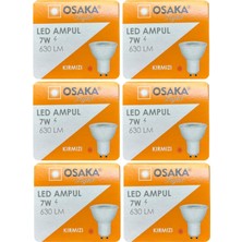 Tr LED Ampul 7W, GU10 Duylu, Kırmızı Işık, 630 Lm, 6 Adet