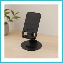 Defne Store Masaüstü Telefon Tutucu - Metal Döner Tabanlı (Siyah) Dfnbez