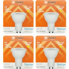 Tr 9W (70W) Sarı Işık (3000K) GU10 Duylu LED Çanak Ampul, 4 Adet