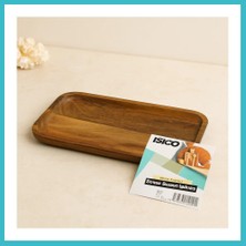 Defne Store Akasya Ahşap Dikdörtgen Servis Tepsisi 25X14X1.4 cm Dfnbez