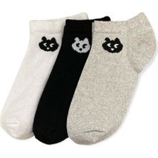 Footmania 3”çift Kedi Desenli Kadın Patik Çorap Seti