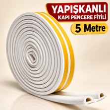 Metfix 5 Metre Kapı Altı ve Pencere Kenarı Için Yapışkanlı Fitil Beyaz Yalıtım Bandı