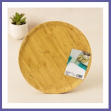 Nida 38 cm Yuvarlak Bambu Servis Tepsisi Sunum Tahtası Nıda