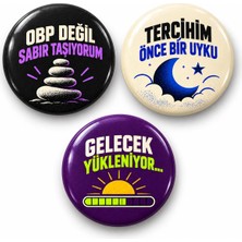 Beyaz Penguen Sabır, Tercih ve Gelecek - 3’lü 58MM Rozet Seti