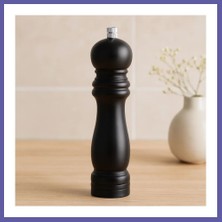 Nida Siyah Ahşap Tuz ve Baharat Öğütücü - Büyük (Ø4.5 cm x 19.5 Cm) Nıda