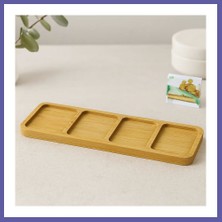 Nida 4 Bölmeli Dikdörtgen Bambu Servis Tepsisi 32.8X10X1.4 cm Nıda