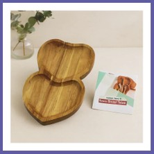 Nida Akasya Kalpli 2 Bölmeli Ahşap Servis Tepsisi 25X14X1.4 cm Nıda
