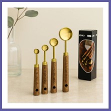 Nida Altın Renk Metal 4'lü Ölçü Kaşık Seti (15ML, 5ml, 2.5ml, 1.25ML) Nıda