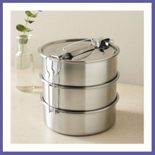 Nida 3 Katlı Çelik Sefer Tası 16 cm - Yemek Taşıma Kabı Nıda