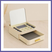 Nida Aynalı Takı Organizeri - 10 Bölmeli Çekmeceli (20X22X8.5 Cm) Nıda