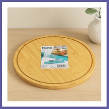 Nida Yuvarlak 29.7 cm Bambu Döner Sunum Tepsisi (360°) Nıda