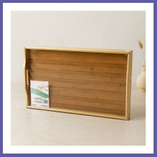 Nida Bambu Dikdörtgen Sunum Tepsisi 50X30 cm Ayaklı Nıda