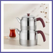 Nida Çelik Çaydanlık Seti Aile Boy 1.5l + 3l Kendinden Süzgeçli Nıda