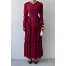 Nils Butik Korse Detaylı Midi Abiye Elbise