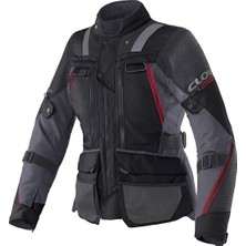 Clover Outland-3 Lady Wp Korumalı Kadın Motosiklet Montu Siyah  Kırmızı