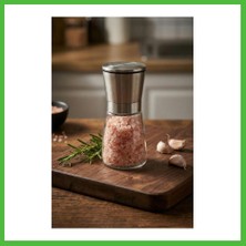 Bezos Şeffaf Cam Tuz ve Karabiber Değirmeni & Paslanmaz Çelik Ayarlanabilir Öğütücü (13 Cm) Arz