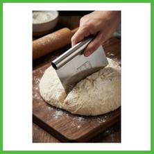 Bezos Paslanmaz Çelik Ölçü Rehberli Hamur Kesici & Hamur Şekillendirici Spatula (11X14 Cm) Arz