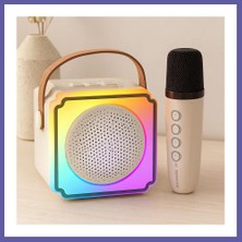 Nida Karaoke Mikrofonlu Taşınabilir Bluetooth Hoparlör (Işıklı, USB Şarjlı) Nıda