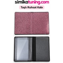 Şimika Premium Taşlı Araç Ruhsat Kabı – Parlak Kristal Taşlı Şık ve Lüks Ruhsat Kılıfı pembe