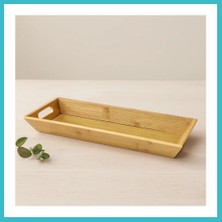 Defne Store Bambu Ahşap Sunum Tepsisi 16X40X4 cm Çift Kulplu Dfnbez