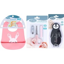 Tr Bebek Bakım Seti(Tırnak Makası Seti+Silikon Önlük+Banyo Derecesi) Pembe Siyah SV507-01-25