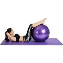 Tr Ayla Stand 55 cm Fitilli Pilates Topu, Pompa Seti, Mor, Denge Yoga Spor Egzersiz