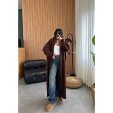 Miss Beyoğlu Qstella Premium Uzun Yumuşak Hırka - Şal Yaka Triko