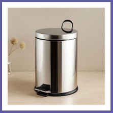 Nida Pedallı Çöp Kovası 12L (Krom Metal) - 24.5 x 35.5 cm Nıda