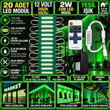 Powerr Led Aydınlatma 20 Adet 12V 2W Yeşil Cob LED Modül 5A Priz Adaptör 12A Tek Renk Rf Dimmer Set