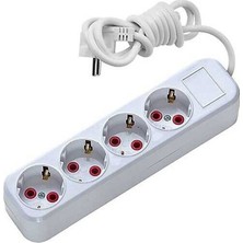 MiraLive Asel 4 Lü 3 Metre Topraklı Anahtarlı Priz Ast A403