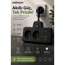 MiraLive BKL-502 Akım Korumalı 2li Priz 2 USB ve 2 Type-C Çıkış 4000W Hızlı Şarj Duvar Tipi Dokunmatik LED Aydınlatmalı