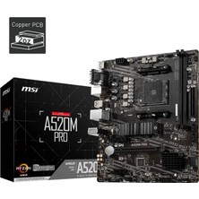 MSI Msı A520M Pro Ddr4 3200MHZ 1xvga 1xhdmı 1xdp 1xm.2 USB 3.2 Matx Am4 (Amd Am4 5000/4000 /3000 Serisi Ile Uyumlu)