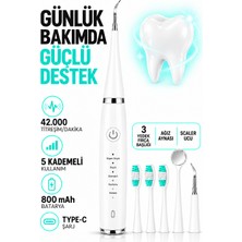 Ayers Ultrasonik Diş Taşı Sökücü ve Elektrikli Diş Fırçası Seti, 5 Modlu 42.000 Titreşim/dakika, 800 Mah Type-C Şarjlı, 3 Fırça Başlığı, Ağız Aynası ve Scaler Uçlu Diş Temizleme ve Beyazlatma Bakım Cihazı