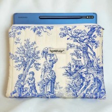 Ayza Stüdyo iPad 10.2/10.9/11/12 Inç Air/pro Samsung Uyumlu Kapitone Tablet Kılıfı - Eski Zamanlar Mavi 31x24 cm
