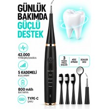 Ayers Ultrasonik Diş Taşı Sökücü ve Elektrikli Diş Fırçası Seti, 5 Modlu 42.000 Titreşim/dakika, 800 Mah Type-C Şarjlı, 3 Fırça Başlığı, Ağız Aynası ve Scaler Uçlu Diş Temizleme ve Beyazlatma Bakım Cihazı