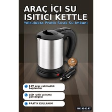 Burada Bulabilirsin Araçta Sıcak Su Hazırlamak Için 12V Çakmak Girişli Paslanmaz Çelik Su Isıtıcı Kettle