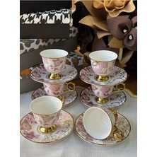 MD Mimoza Dekor Türk Kahve Fincanı Joyse 6 Kişilik 12 Parça / Pembe