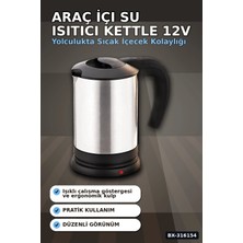Burada Bulabilirsin Otomobilde Kullanıma Uygun 12V Çakmak Soketli Paslanmaz Çelik Pratik Su Isıtıcı Kettle