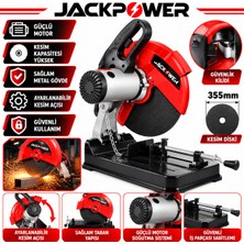 Jack Power Jackpower Çelik Dişli Şanzıman Bakır Sargılı 355 mm Profil Ahşap Metal Kesim Makinesi Kafa Koparma Canavar Kafa Koparma 3,5