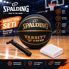 Spalding Basketbol Topu Varsity Black Gold TF-150 Size:6+ Pompa + Havlu Bileklik