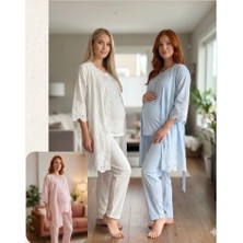 Bone Club Fistolu Vual Penye Hamile Lohusa 3 Lü Pijama Sabahlık Tk