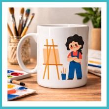 Defne Store Ressam Tasarımlı Porselen Kupa Model 163 – Sanatçı Temalı Kahve Kupası – Ressam Hediyesi – Sanat Severlere Özel Beyaz Kupa Dfnbez