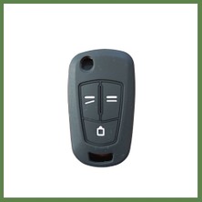Bezos Opel Astra Insignia Corsa Katlanır Anahtar Uyumlu Silikon Oto Anahtar Kumanda Kabı Kılıf Siyah HB006