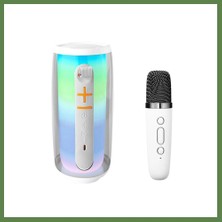 Bezos Pluse 6 Mikrofonlu Rgb Kablosuz Hoparlör - Beyaz HB006