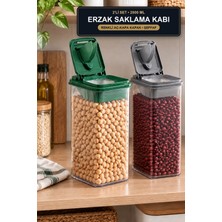 Viracasa Freshmax Erzak Saklama Kabı 2'li Set 2800 ml Renkli Aç Kapa Kapaklı Bakliyat Kabı Şeffaf